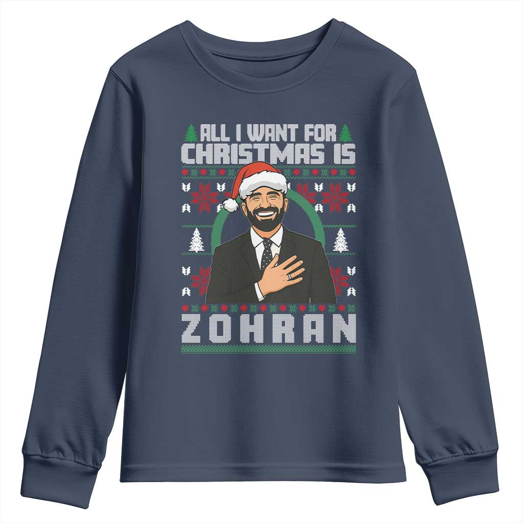 Zohran Mamdani Christmas Youth Sweatshirt All I Want For Xmas Is New York City TS14 Navy Print Your Wear