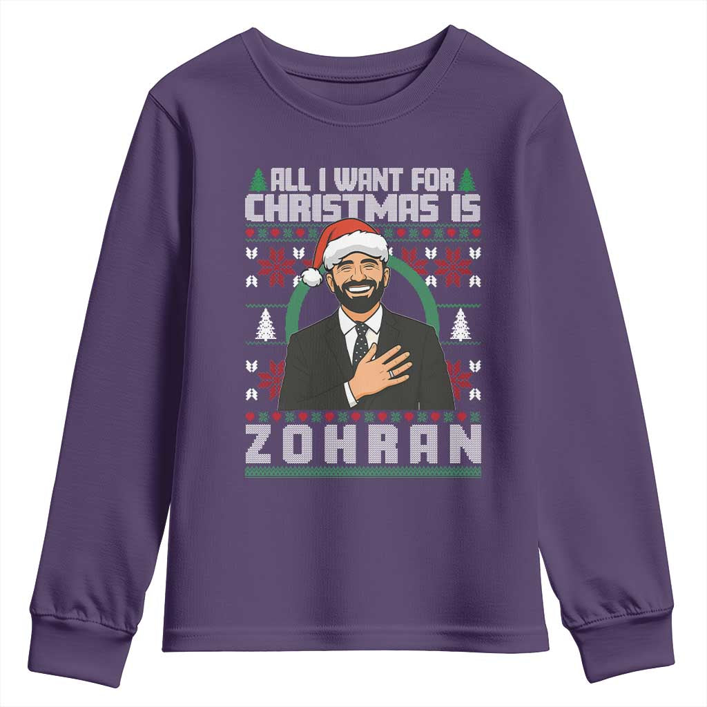 Zohran Mamdani Christmas Youth Sweatshirt All I Want For Xmas Is New York City TS14 Purple Print Your Wear
