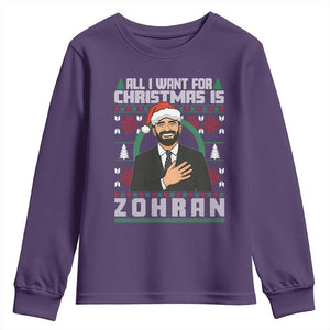 Zohran Mamdani Christmas Youth Sweatshirt All I Want For Xmas Is New York City TS14 Purple Print Your Wear