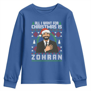 Zohran Mamdani Christmas Youth Sweatshirt All I Want For Xmas Is New York City TS14 Royal Blue Print Your Wear