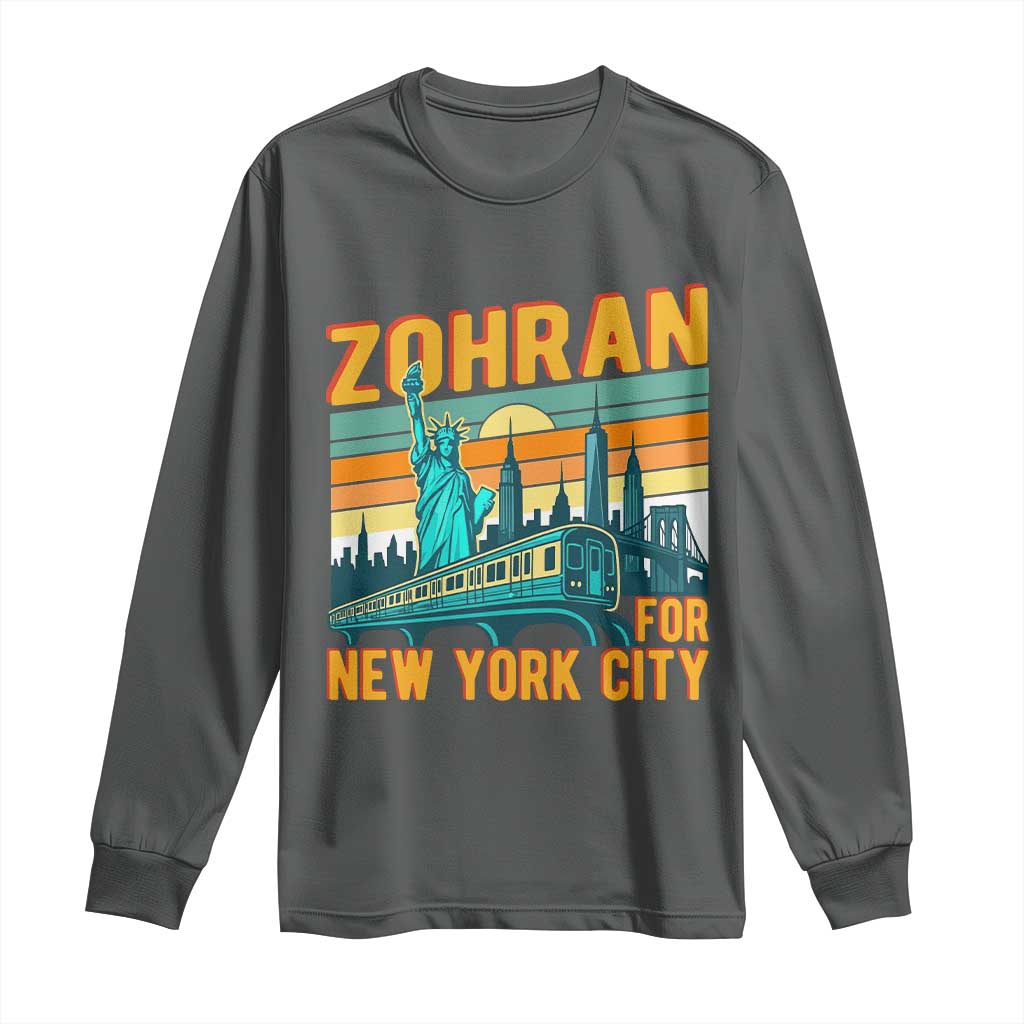 Zohran Mamdani NYC Mayor Long Sleeve Shirt TS14 Dark Heather Print Your Wear