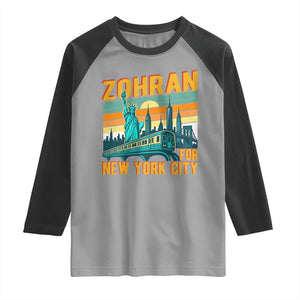 Zohran Mamdani NYC Mayor Raglan Shirt TS14 Sport Gray Black Print Your Wear