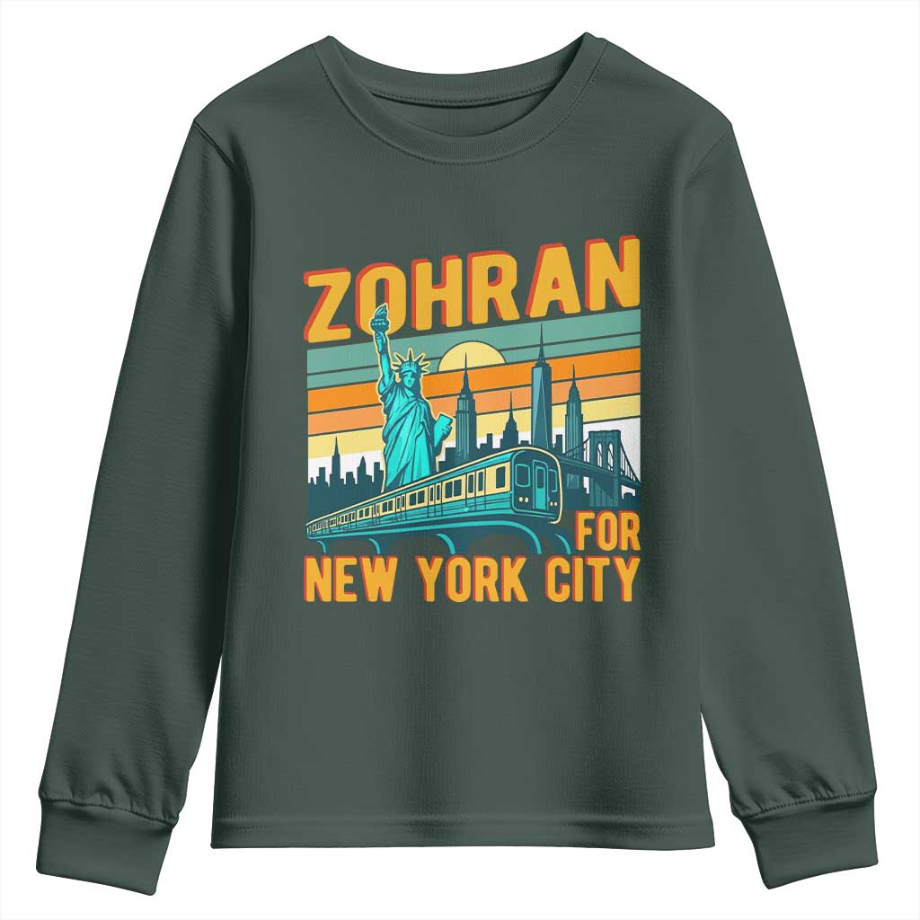 Zohran Mamdani NYC Mayor Youth Sweatshirt TS14 Dark Forest Green Print Your Wear