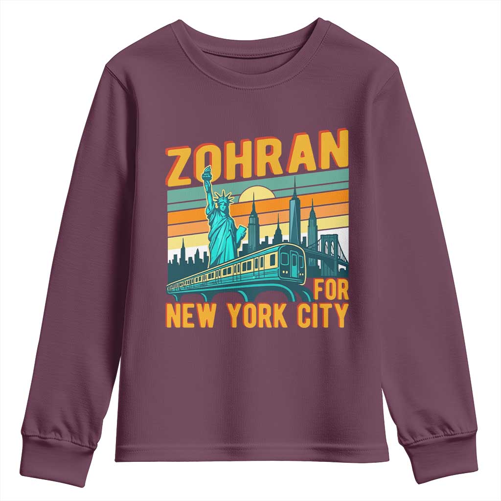 Zohran Mamdani NYC Mayor Youth Sweatshirt TS14 Maroon Print Your Wear