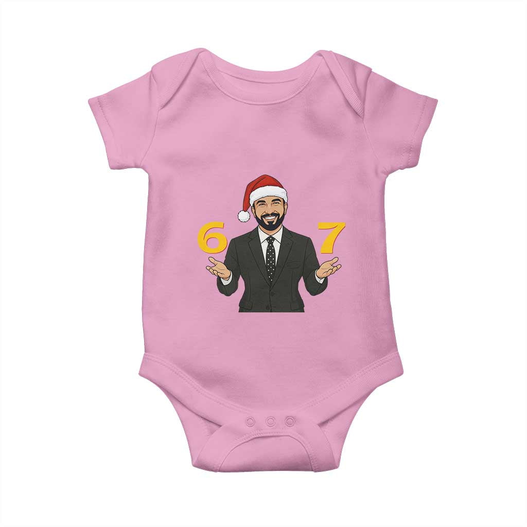 67 Six Seven Zohran Mamdani Christmas Baby Onesie TS14 Light Pink Print Your Wear