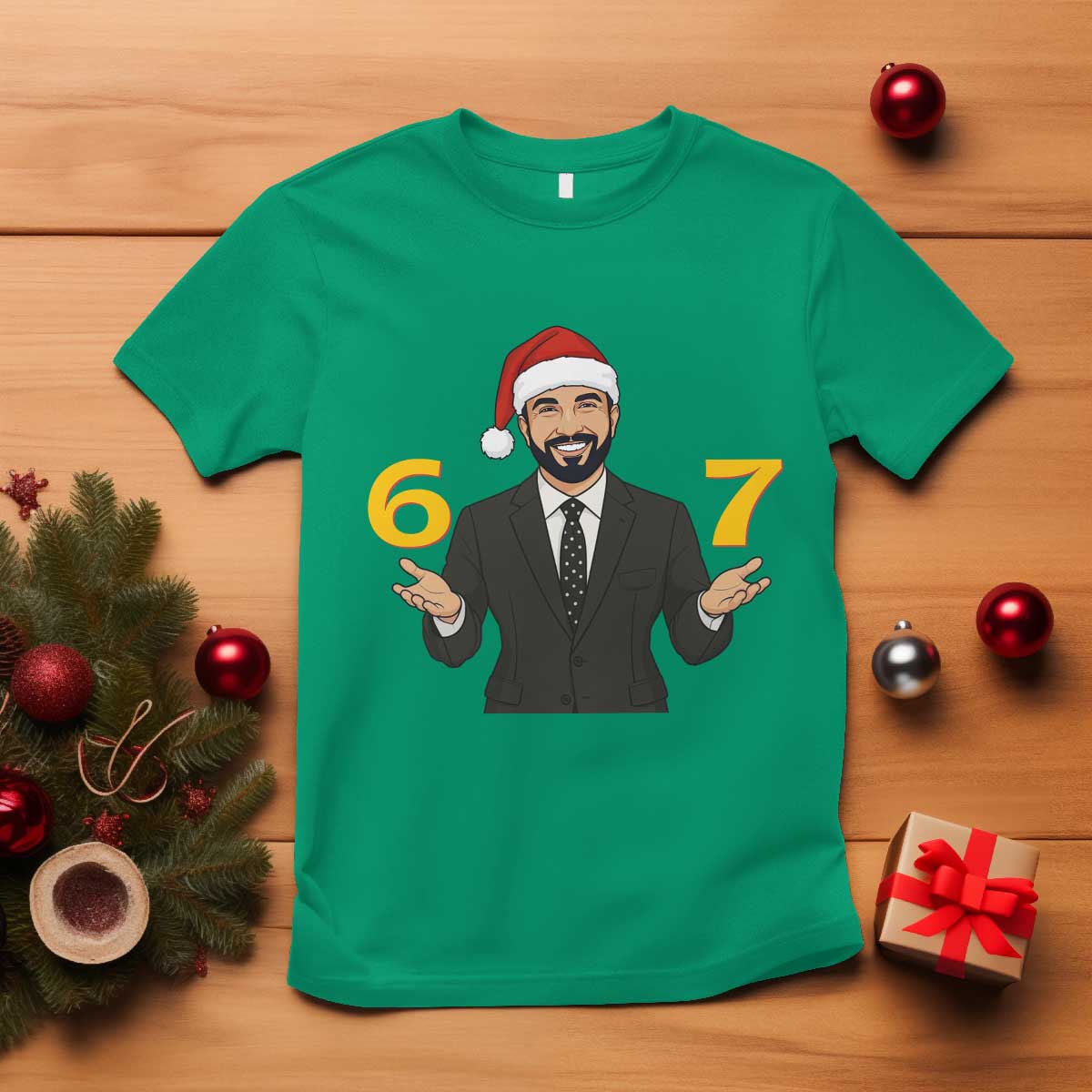 67 Six Seven Zohran Mamdani Christmas T Shirt TS14 Irish Green Print Your Wear