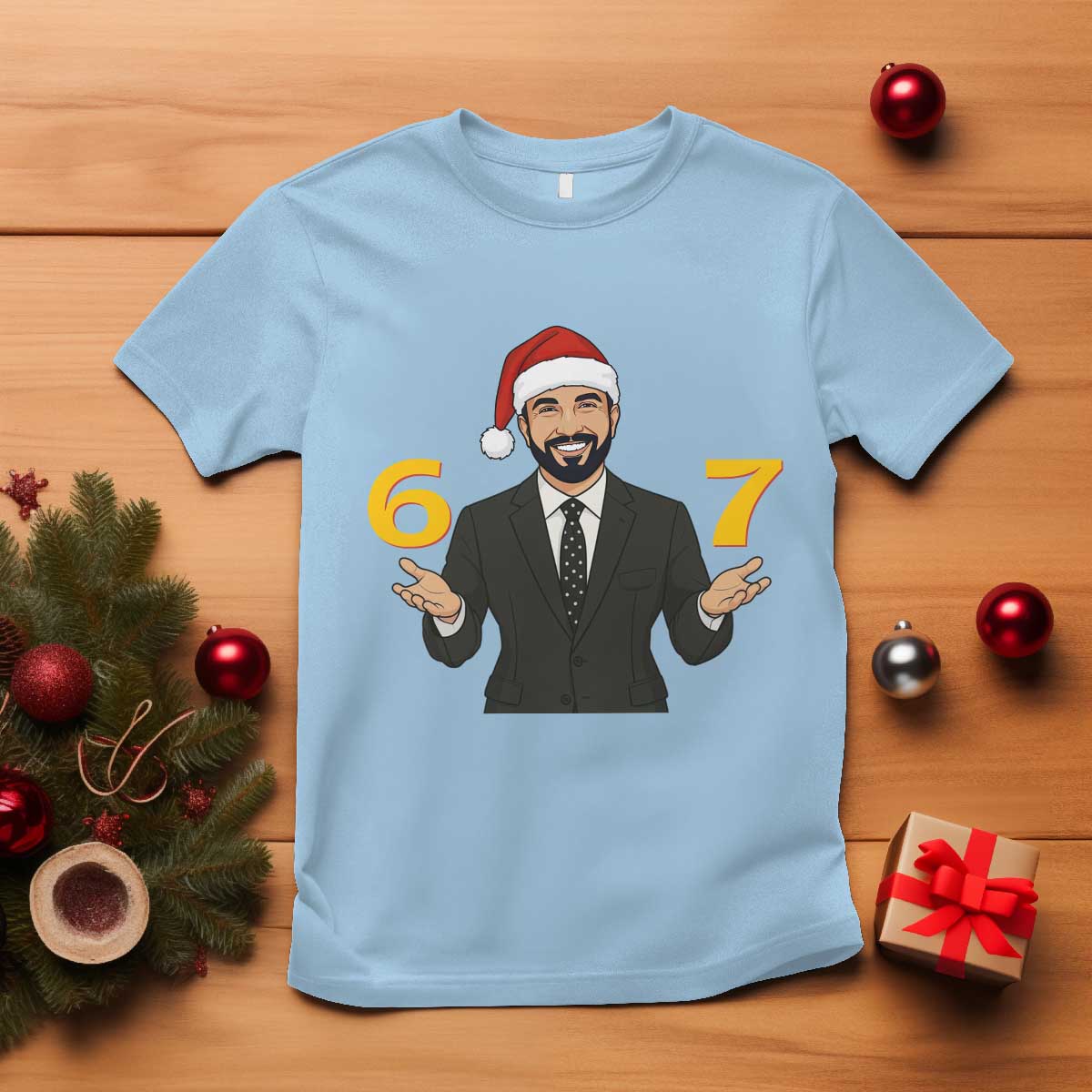 67 Six Seven Zohran Mamdani Christmas T Shirt TS14 Light Blue Print Your Wear