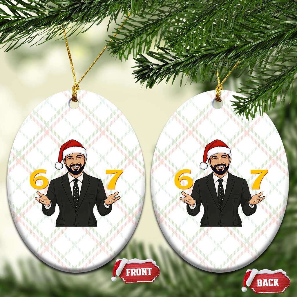67 Six Seven Zohran Mamdani Christmas Ceramic Ornament - Print Your Wear
