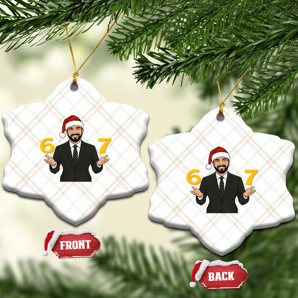 67 Six Seven Zohran Mamdani Christmas Ceramic Ornament - Print Your Wear