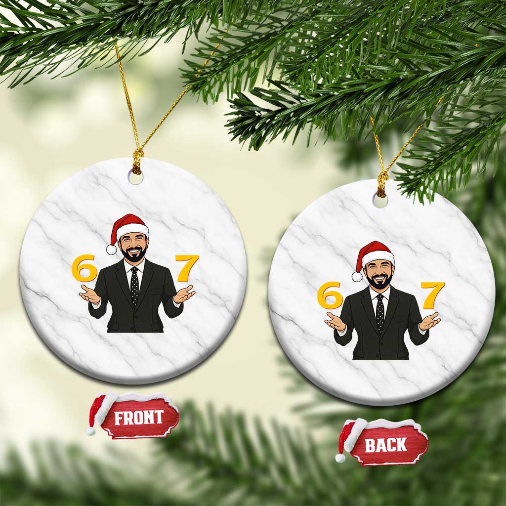 67 Six Seven Zohran Mamdani Christmas Ceramic Ornament - Print Your Wear