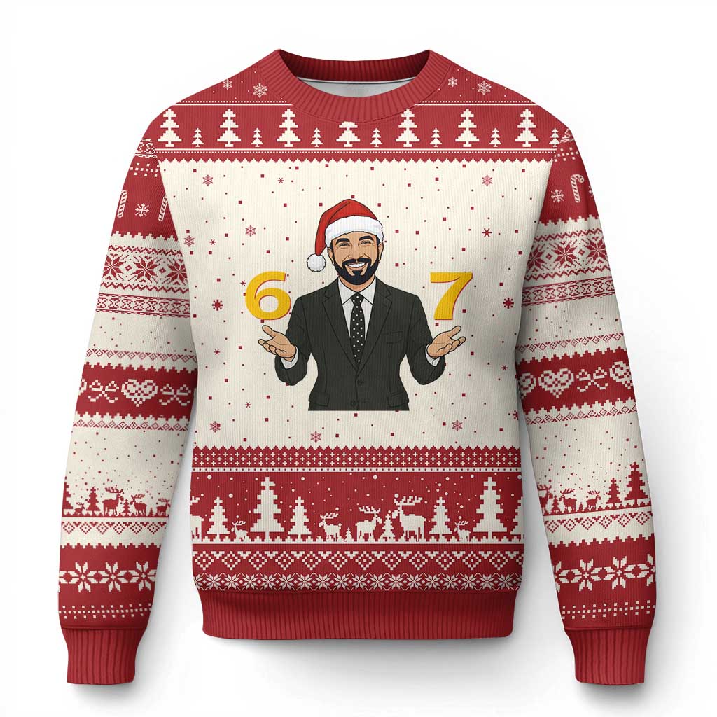 67 Six Seven Zohran Mamdani Xmas Ugly Christmas Sweater TS14 Beige Red Print Your Wear