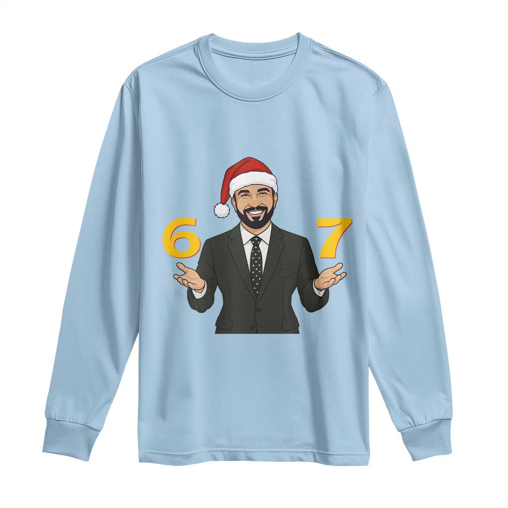 67 Six Seven Zohran Mamdani Christmas Long Sleeve Shirt TS14 Light Blue Print Your Wear