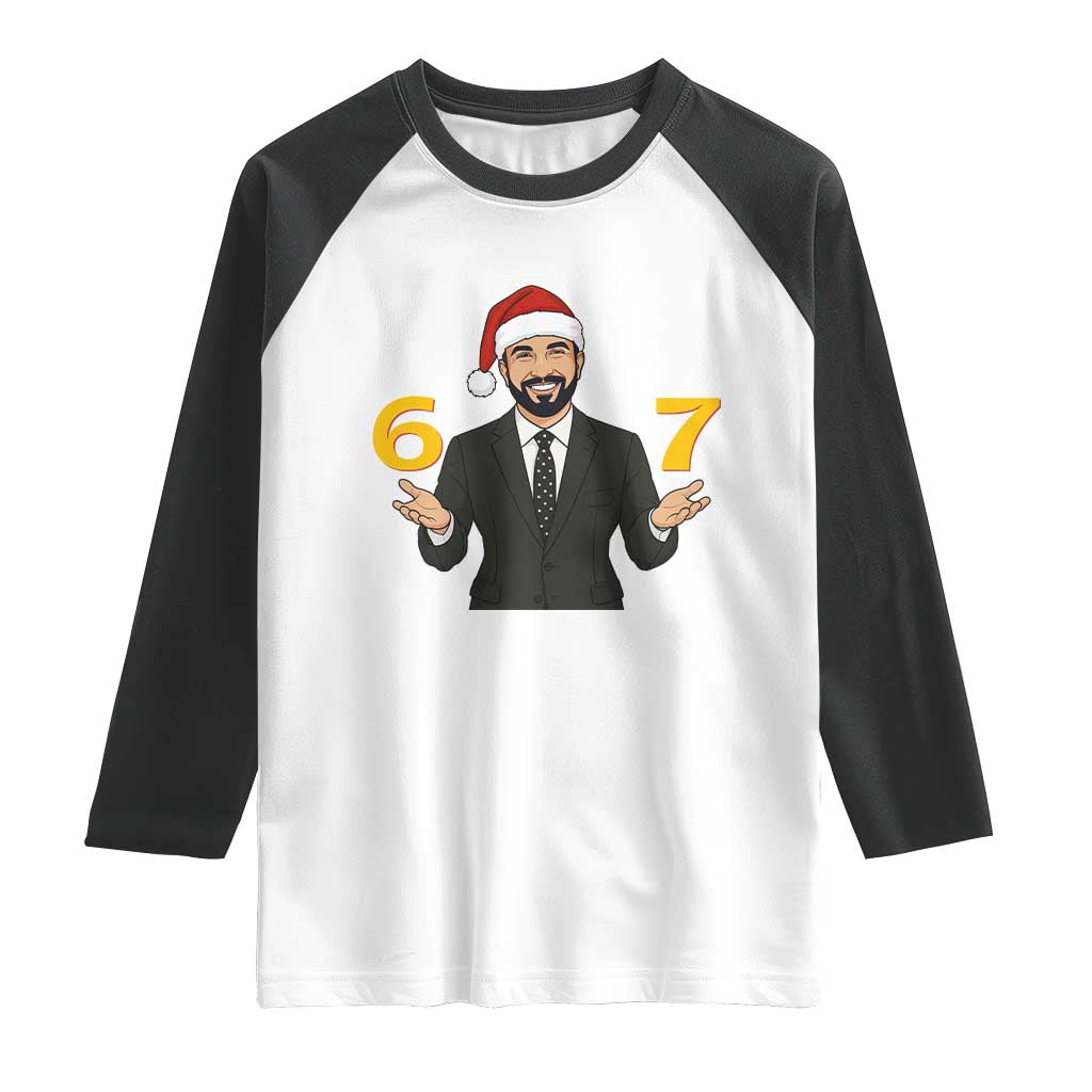 67 Six Seven Zohran Mamdani Christmas Raglan Shirt TS14 White Black Print Your Wear
