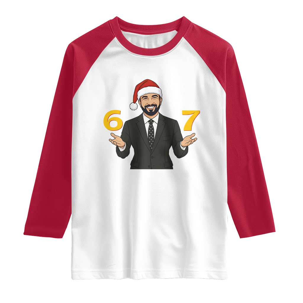 67 Six Seven Zohran Mamdani Christmas Raglan Shirt TS14 White Red Print Your Wear