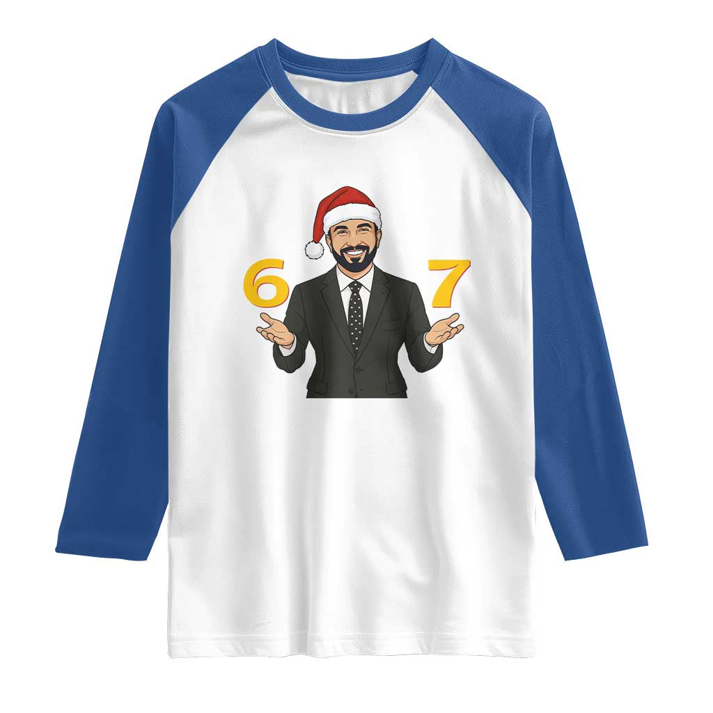 67 Six Seven Zohran Mamdani Christmas Raglan Shirt TS14 White Royal Print Your Wear