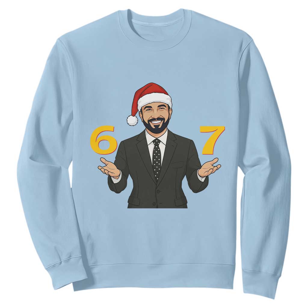 67 Six Seven Zohran Mamdani Christmas Sweatshirt TS14 Light Blue Print Your Wear