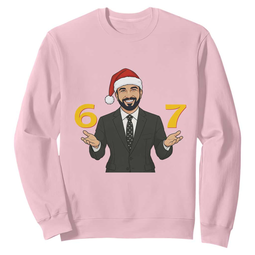 67 Six Seven Zohran Mamdani Christmas Sweatshirt TS14 Light Pink Print Your Wear