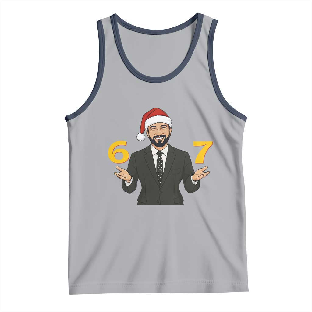 67 Six Seven Zohran Mamdani Christmas Tank Top TS14 Athletic Heather Navy Print Your Wear
