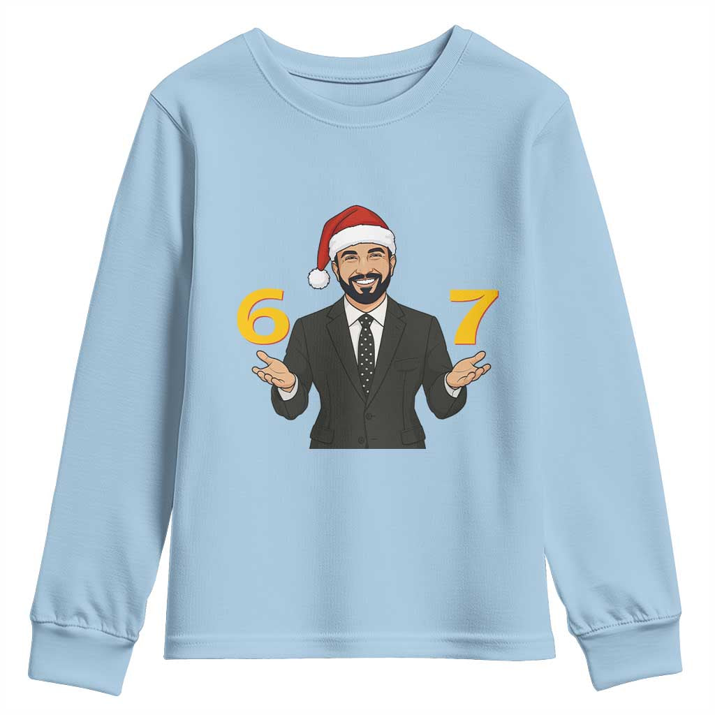 67 Six Seven Zohran Mamdani Christmas Youth Sweatshirt TS14 Light Blue Print Your Wear