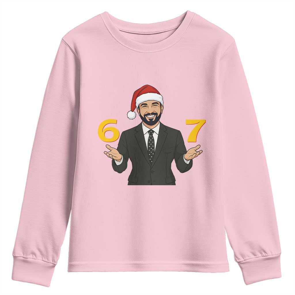 67 Six Seven Zohran Mamdani Christmas Youth Sweatshirt TS14 Light Pink Print Your Wear