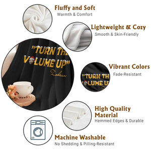 Turn The Volume Up Throw Blanket Zohran Mamdani Christmas TS14 Print Your Wear