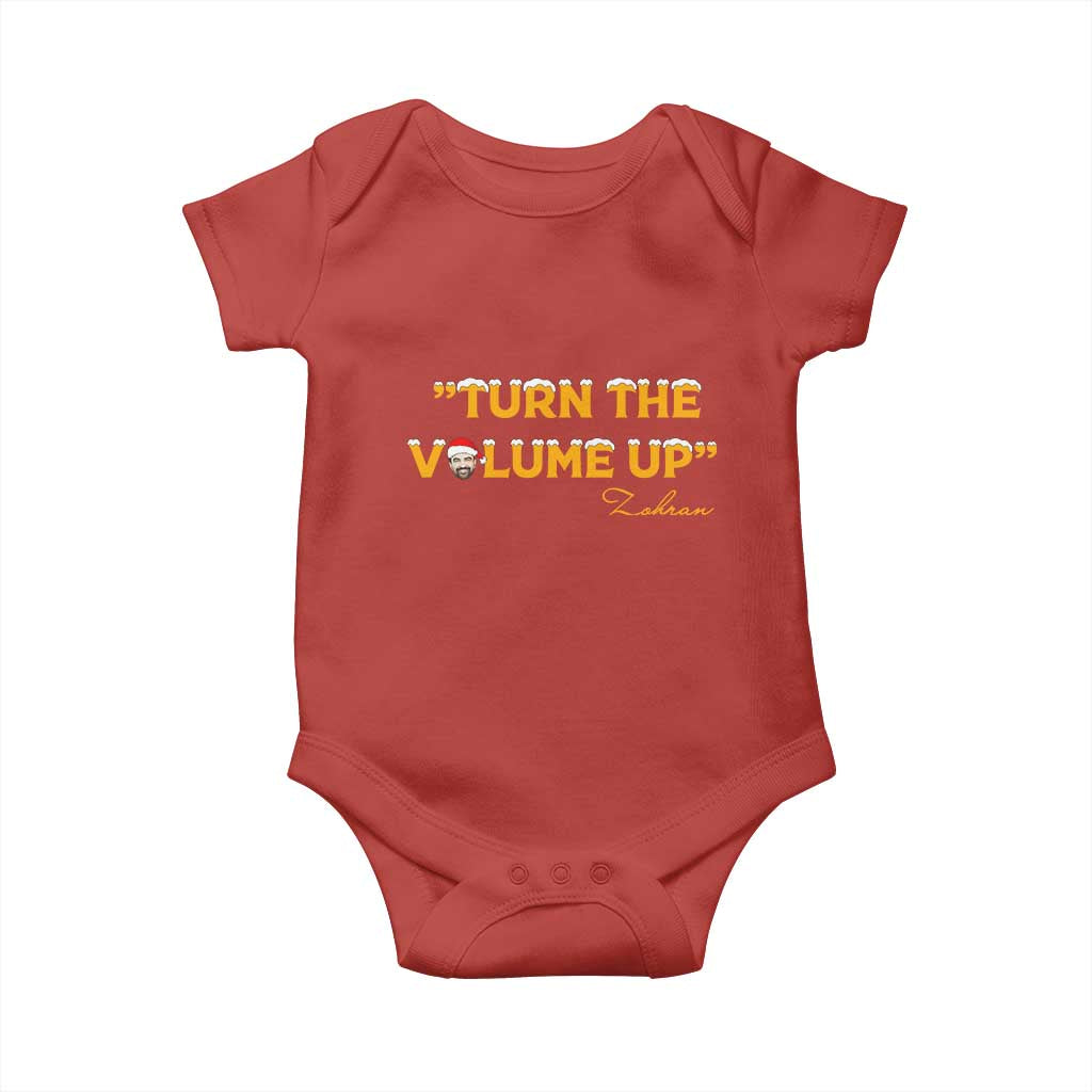 Turn The Volume Up Baby Onesie Zohran Mamdani Christmas TS14 Red Print Your Wear