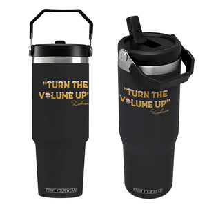 Turn The Volume Up Flip Straw Tumbler Zohran Mamdani Christmas TS14 One Size: 30 oz Black Print Your Wear