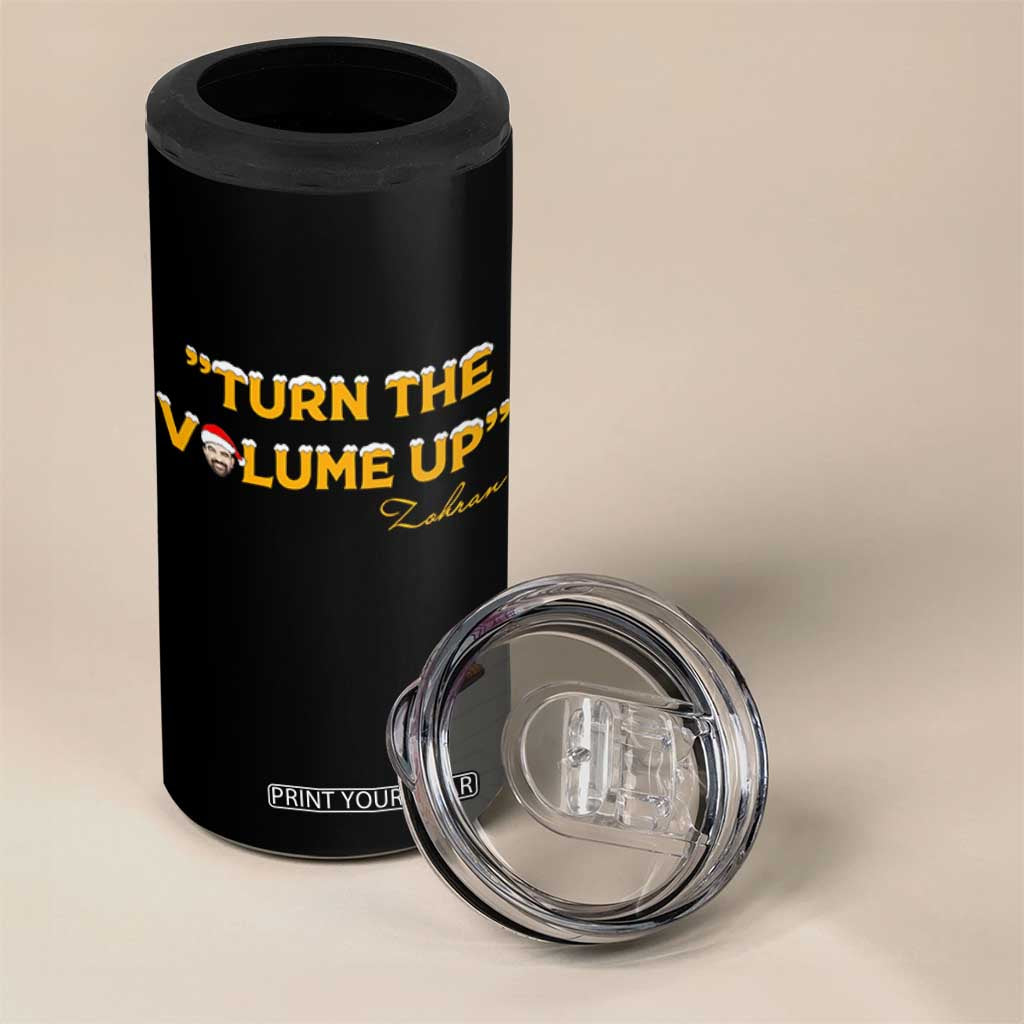 Turn The Volume Up 4 in 1 Can Cooler Tumbler Zohran Mamdani Christmas - Print Your Wear