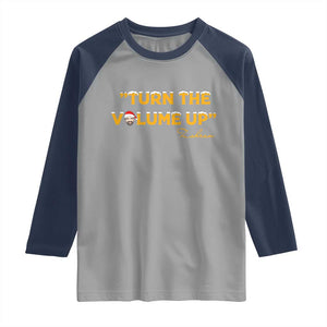 Turn The Volume Up Raglan Shirt Zohran Mamdani Christmas TS14 Sport Gray Navy Print Your Wear