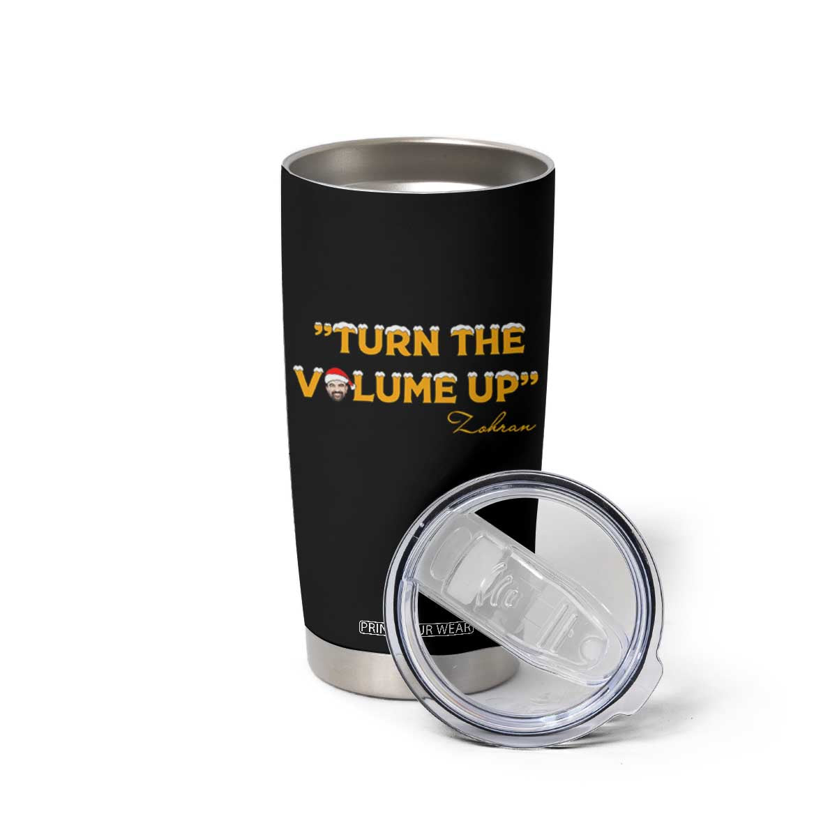 Turn The Volume Up Tumbler Cup Zohran Mamdani Christmas - Print Your Wear