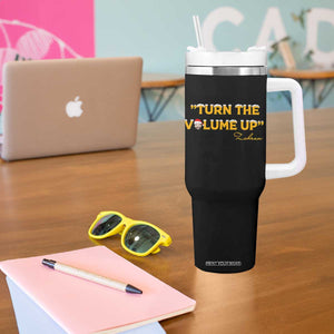 Turn The Volume Up Tumbler With Handle Zohran Mamdani Christmas - Print Your Wear