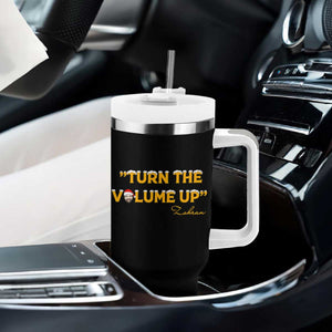 Turn The Volume Up Tumbler With Handle Zohran Mamdani Christmas - Print Your Wear