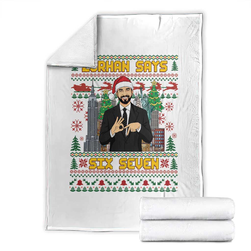 67 Six Seven Zohran Mamdani Christmas Throw Blanket Progressive Democrats TS14 White Print Your Wear