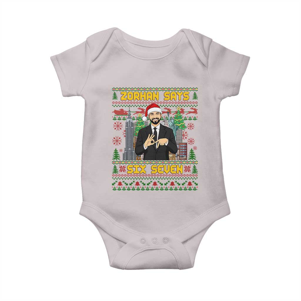 67 Six Seven Zohran Mamdani Christmas Baby Onesie Progressive Democrats TS14 Ice Gray Print Your Wear