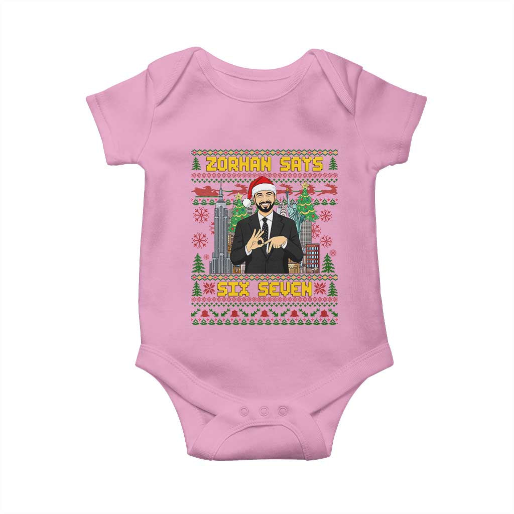 67 Six Seven Zohran Mamdani Christmas Baby Onesie Progressive Democrats TS14 Light Pink Print Your Wear