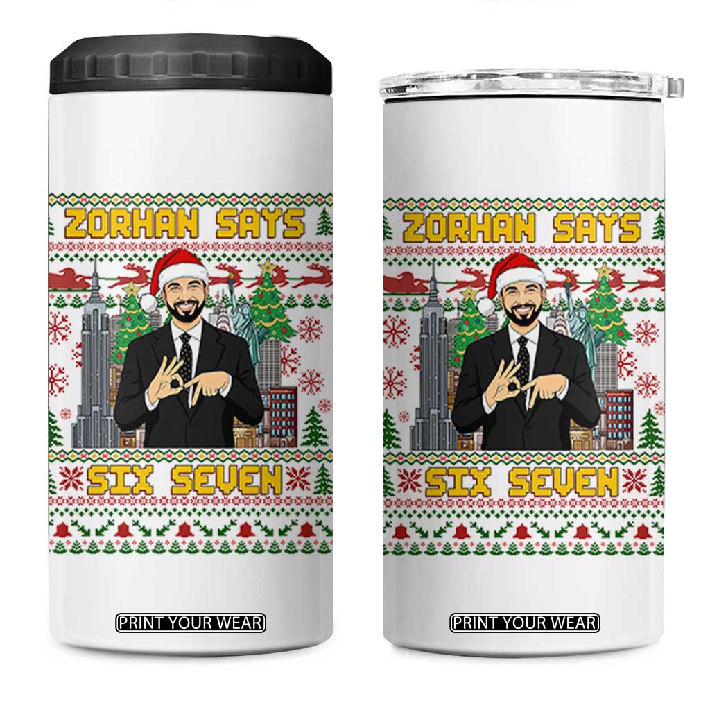67 Six Seven Zohran Mamdani Christmas 4 in 1 Can Cooler Tumbler Progressive Democrats - Print Your Wear