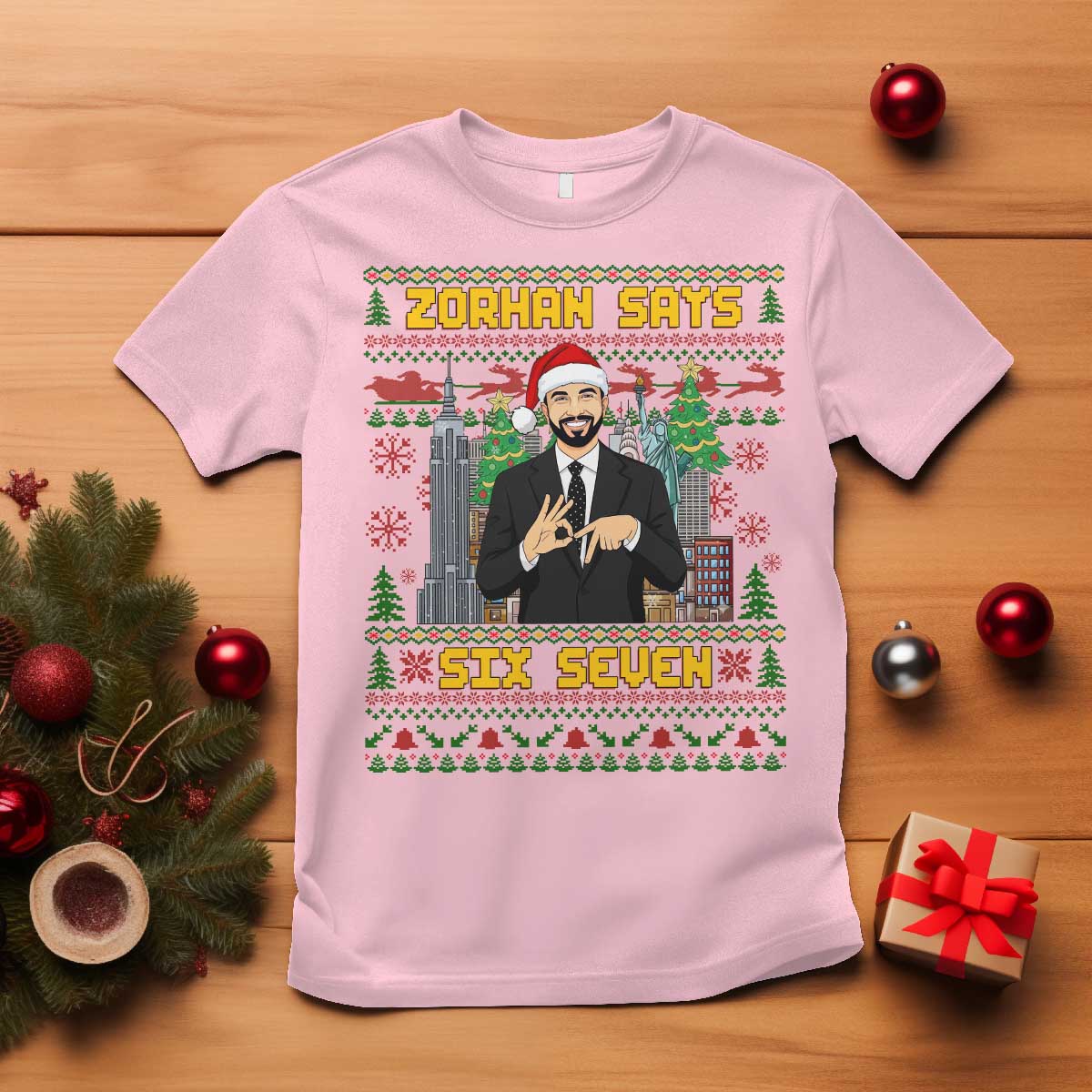 67 Six Seven Zohran Mamdani Christmas T Shirt Progressive Democrats TS14 Light Pink Print Your Wear