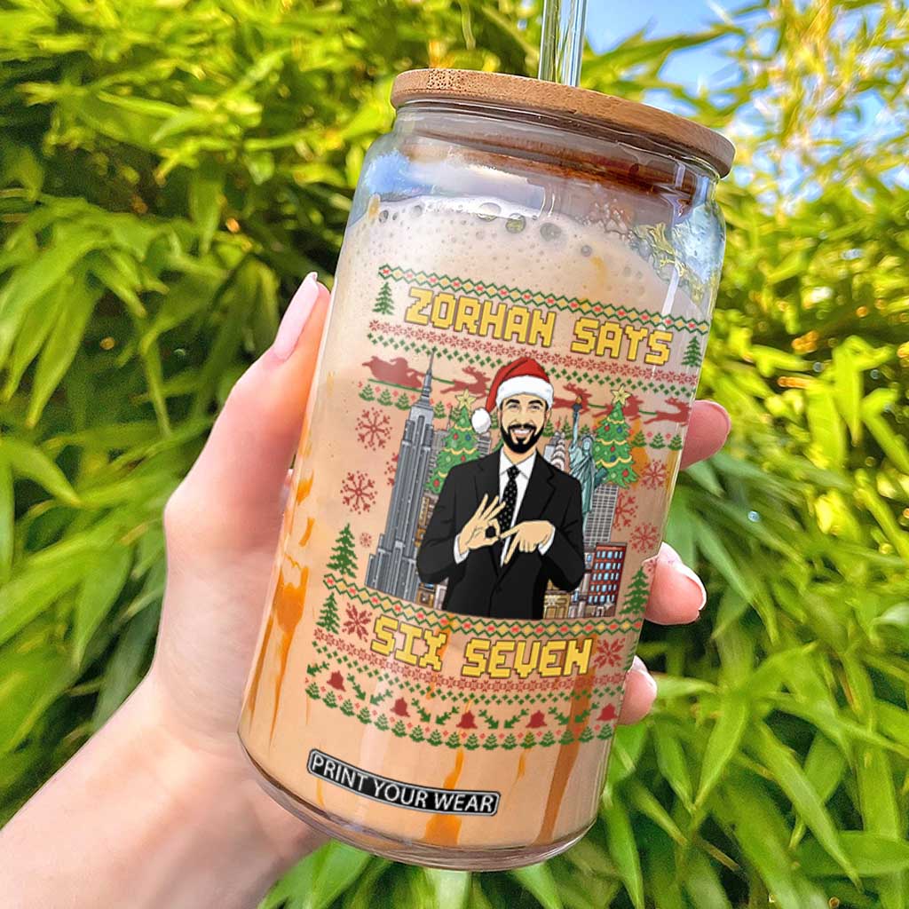 67 Six Seven Zohran Mamdani Christmas Glass Can Progressive Democrats - Print Your Wear