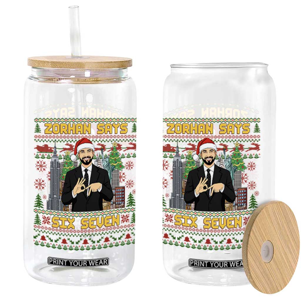 67 Six Seven Zohran Mamdani Christmas Glass Can Progressive Democrats - Print Your Wear