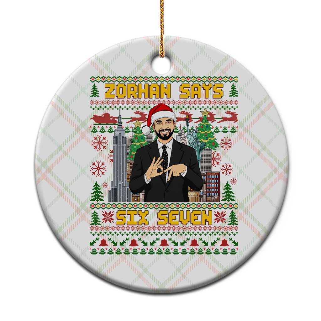 67 Six Seven Zohran Mamdani Christmas Ceramic Ornament Progressive Democrats - Print Your Wear