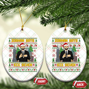 67 Six Seven Zohran Mamdani Christmas Ceramic Ornament Progressive Democrats - Print Your Wear