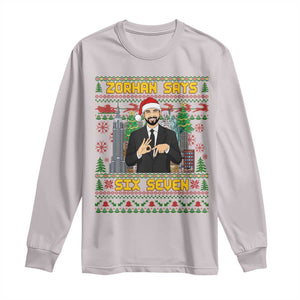 67 Six Seven Zohran Mamdani Christmas Long Sleeve Shirt Progressive Democrats TS14 Ice Gray Print Your Wear