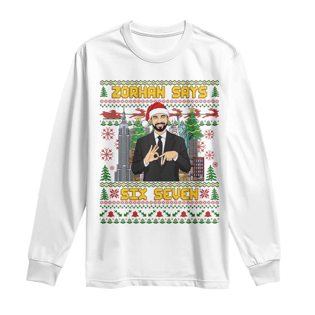 67 Six Seven Zohran Mamdani Christmas Long Sleeve Shirt Progressive Democrats TS14 White Print Your Wear