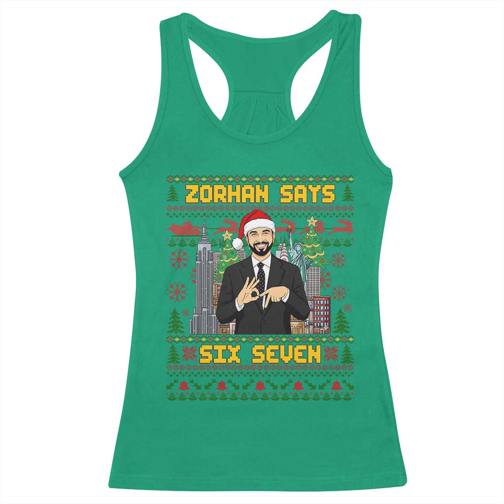 67 Six Seven Zohran Mamdani Christmas Racerback Tank Top Progressive Democrats TS14 Irish Green Print Your Wear