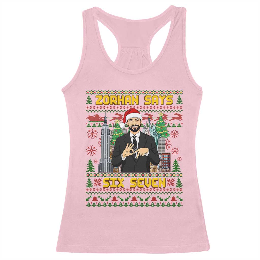 67 Six Seven Zohran Mamdani Christmas Racerback Tank Top Progressive Democrats TS14 Light Pink Print Your Wear