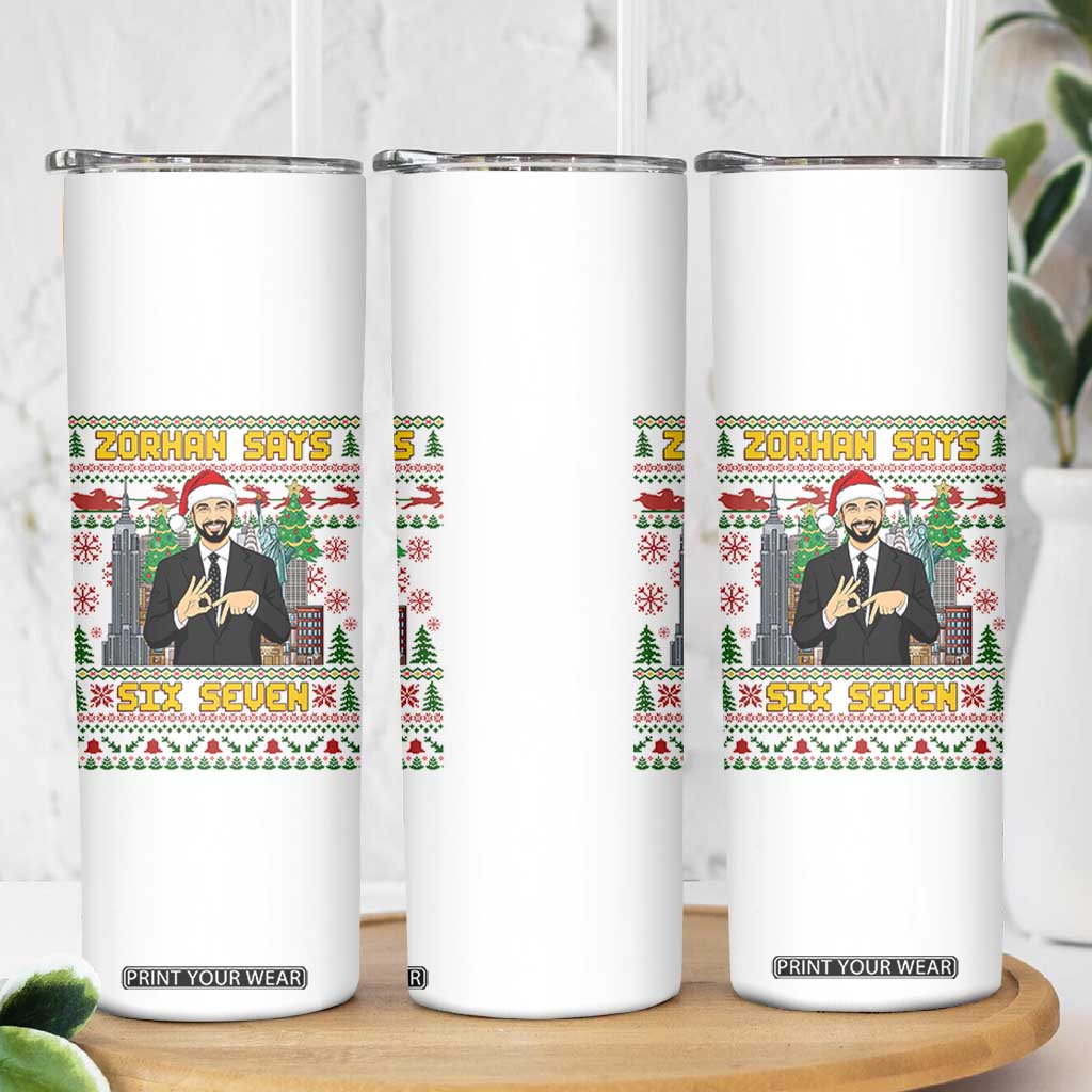 67 Six Seven Zohran Mamdani Christmas Skinny Tumbler Progressive Democrats - Print Your Wear