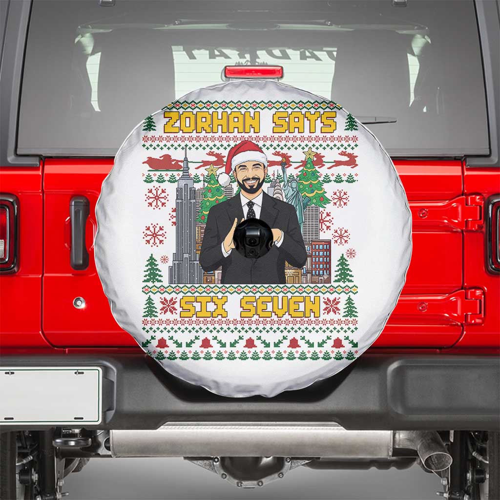 67 Six Seven Zohran Mamdani Christmas Spare Tire Cover Progressive Democrats TS14 White Print Your Wear