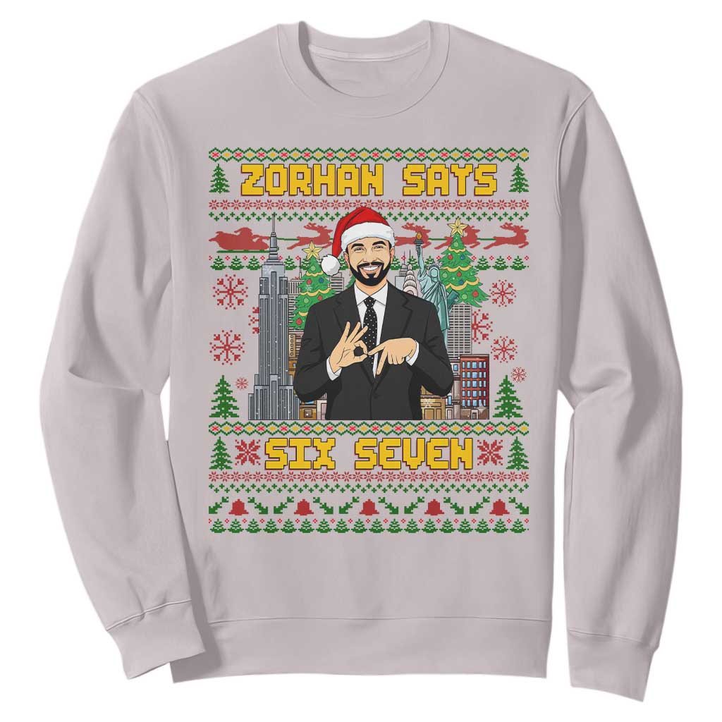 67 Six Seven Zohran Mamdani Christmas Sweatshirt Progressive Democrats TS14 Ice Gray Print Your Wear