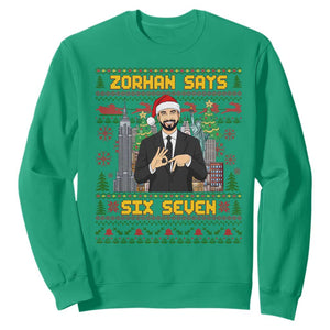 67 Six Seven Zohran Mamdani Christmas Sweatshirt Progressive Democrats TS14 Irish Green Print Your Wear