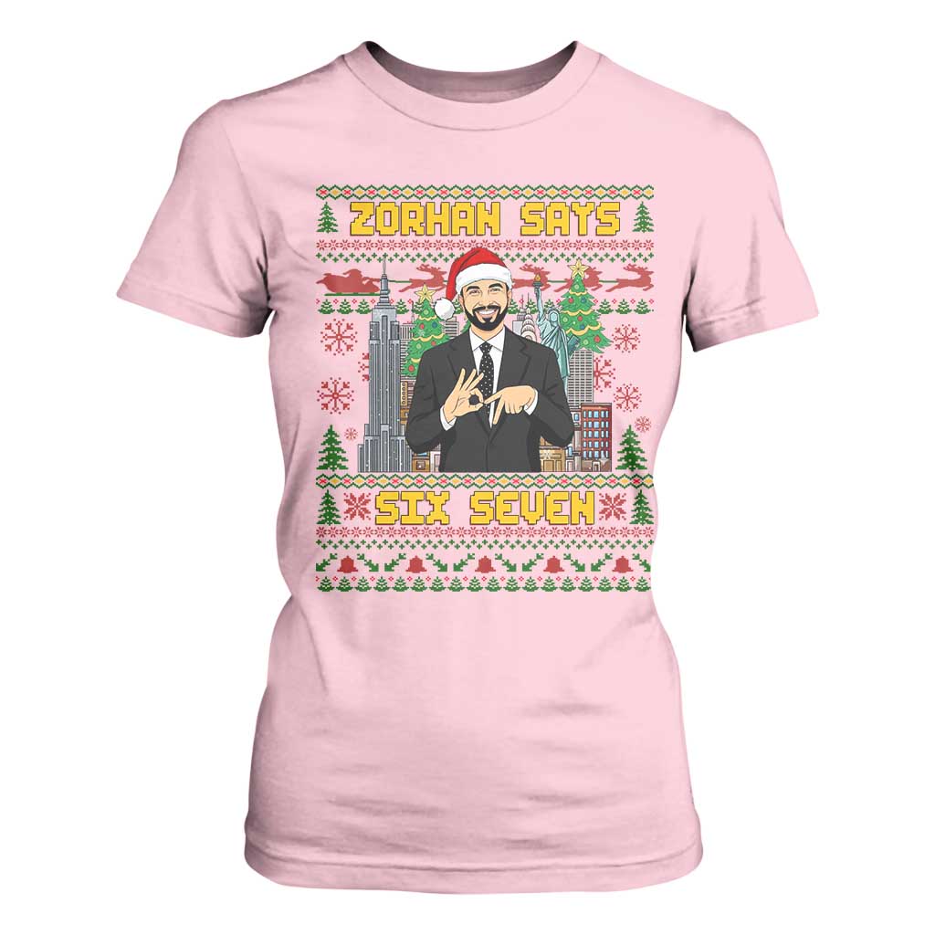 67 Six Seven Zohran Mamdani Christmas T Shirt For Women Progressive Democrats TS14 Light Pink Print Your Wear